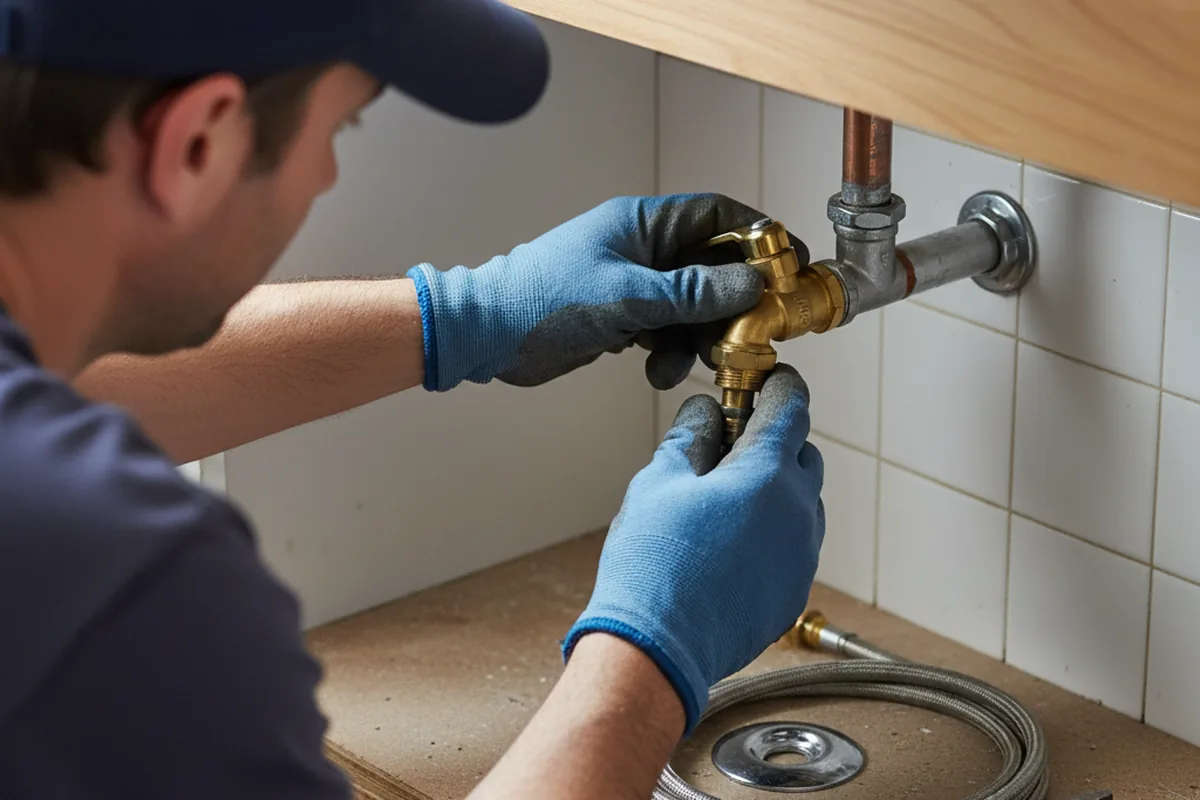 Shutoff valve and fitting work during Faucet and Fixture Repair in Llano